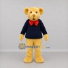 Custom Golden Yellow and Navy Blue Teddy Bear Mascot Costume Adult Full Body Suit for Children's Events