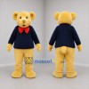 Custom Golden Yellow and Navy Blue Teddy Bear Mascot Costume Adult Full Body Suit for Children's Events
