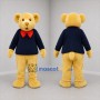 Custom Golden Yellow and Navy Blue Teddy Bear Mascot Costume Adult Full Body Suit for Children's Events