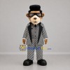 Custom Brown Black and White Rock Singer Bear Mascot Costume Adult Full Body Suit for Music Events