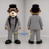 Custom Brown Black and White Rock Singer Bear Mascot Costume Adult Full Body Suit for Music Events