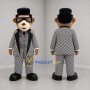 Custom Brown Black and White Rock Singer Bear Mascot Costume Adult Full Body Suit for Music Events