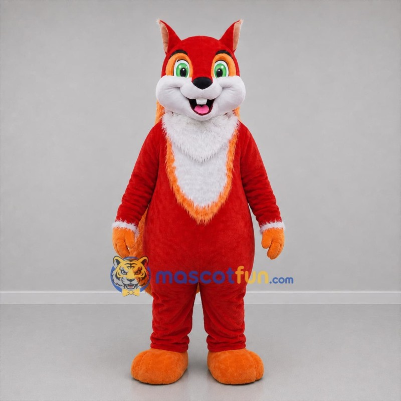 Custom Red Orange and White Squirrel Mascot Costume Adult Full Body Suit for Nature Events