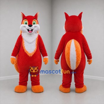Custom Red Orange and White Squirrel Mascot Costume Adult Full Body Suit for Nature Events