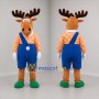 Custom Brown and Blue Moose Mascot Costume Adult Full Body Suit for Children's Events