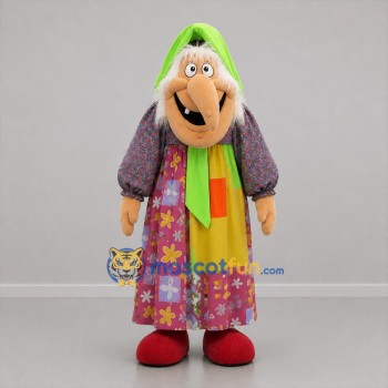 Custom Green and Multicolor Storybook Witch Mascot Costume Adult Full Body Suit for Halloween Events