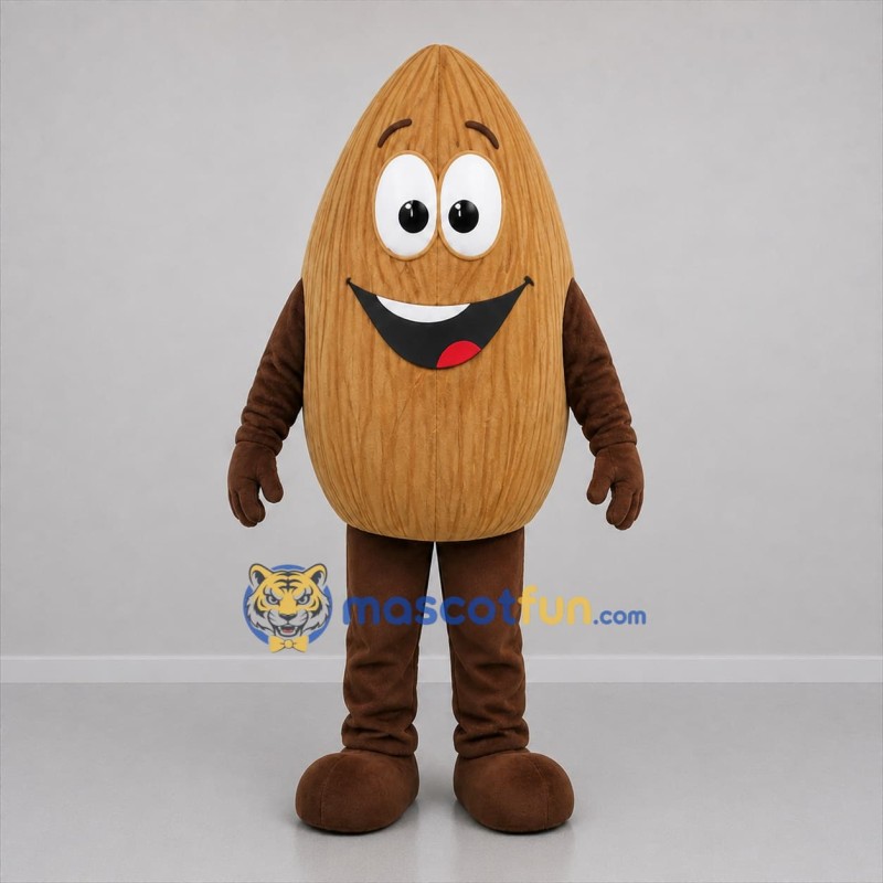 Custom Tan Almond Mascot Costume Adult Full Body Suit for Food Promotions