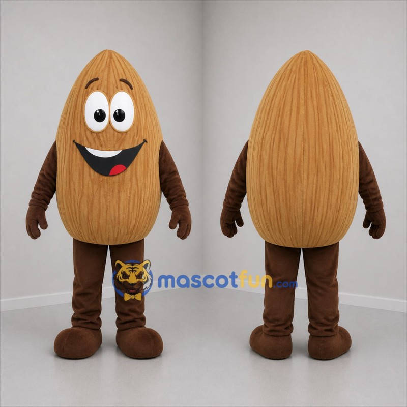 Custom Tan Almond Mascot Costume Adult Full Body Suit for Food Promotions