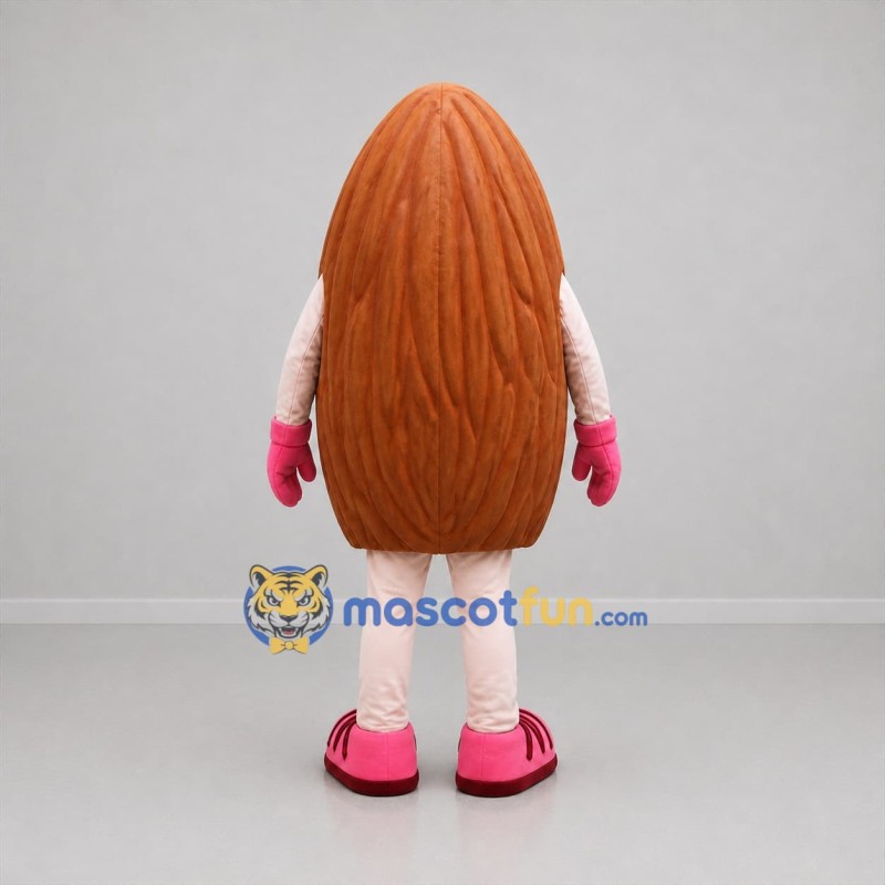 Custom Brown and Pink Almond Mascot Costume Adult Full Body Suit for Food Promotions