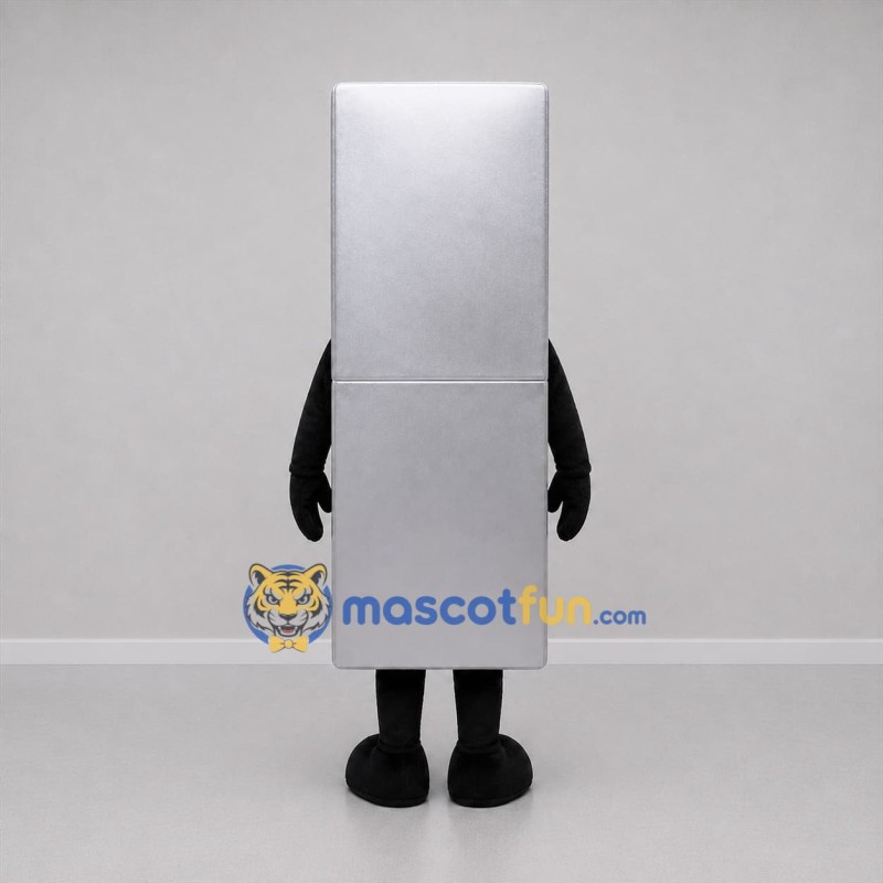 Custom Silver Refrigerator Mascot Costume Adult Full Body Suit for Appliance Promotions