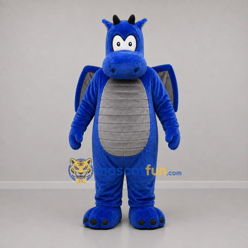 Custom Blue and Gray Dragon Mascot Costume Adult Full Body Suit for Fantasy Events