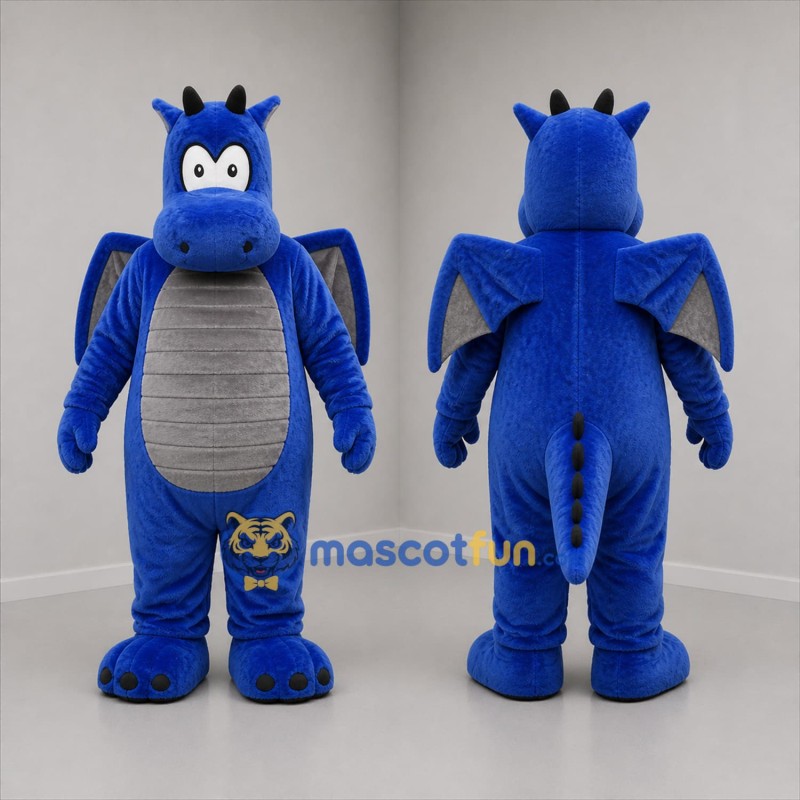 Custom Blue and Gray Dragon Mascot Costume Adult Full Body Suit for Fantasy Events
