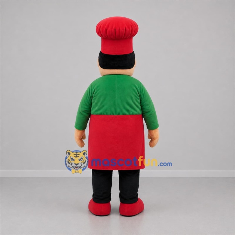 Custom Red and Green Pizza Chef Mascot Costume Adult Full Body Suit for Restaurant Promotions