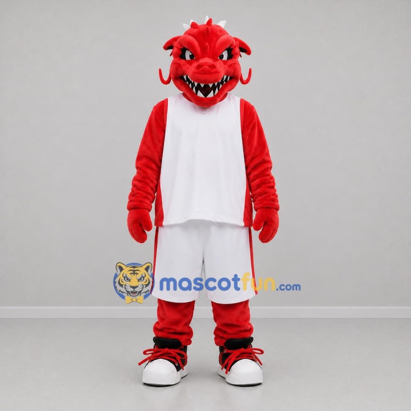 Custom Red and White Dragon Mascot Costume Adult Full Body Suit for Sports Events
