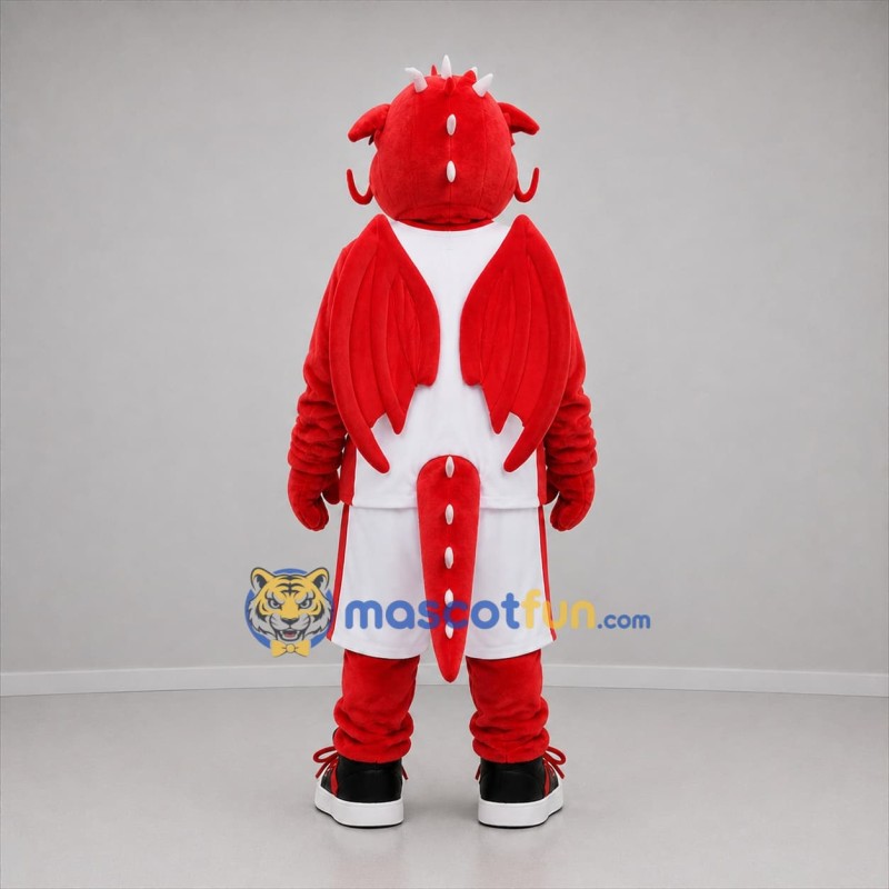 Custom Red and White Dragon Mascot Costume Adult Full Body Suit for Sports Events