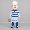 Custom Blue and White Chef Mascot Costume Adult Full Body Suit for Food Festivals