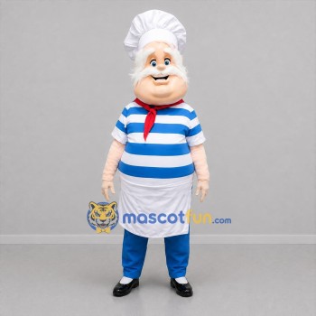 Custom Blue and White Chef Mascot Costume Adult Full Body Suit for Food Festivals