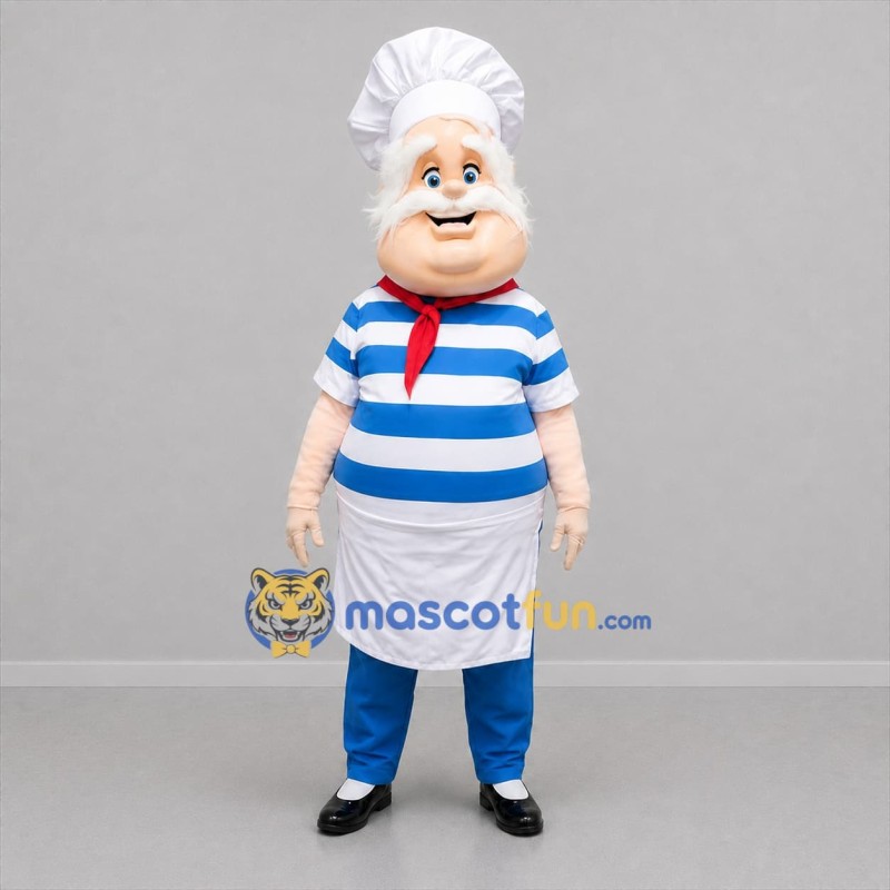 Custom Blue and White Chef Mascot Costume Adult Full Body Suit for Food Festivals