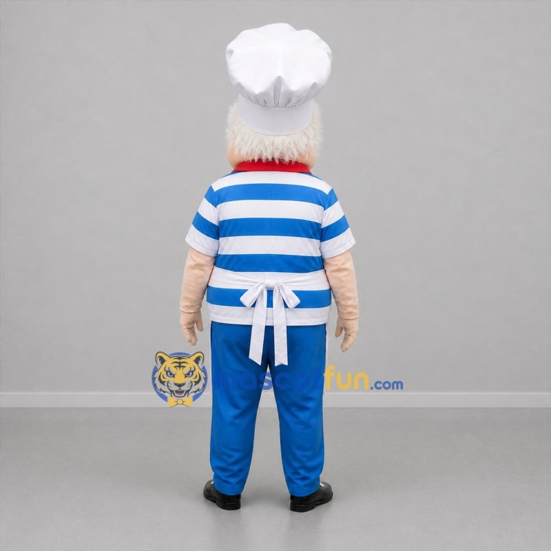 Custom Blue and White Chef Mascot Costume Adult Full Body Suit for Food Festivals