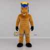 Custom Tan Blue and Yellow Horse Mascot Costume Adult Full Body Suit for Sports Events