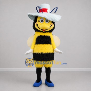 Custom Yellow Black and White Bee Mascot Costume Adult Full Body Suit for Garden Events