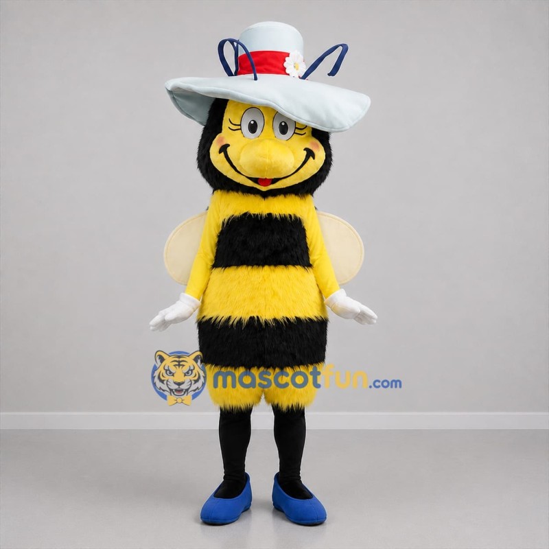 Custom Yellow Black and White Bee Mascot Costume Adult Full Body Suit for Garden Events