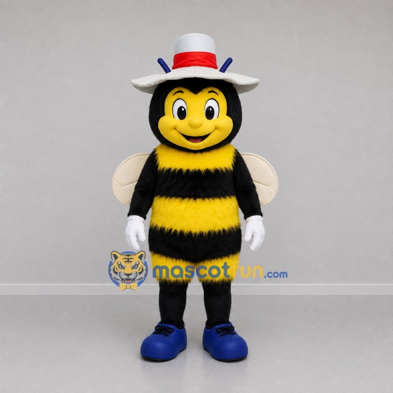 Custom Yellow Black and White Bee Mascot Costume Adult Full Body Suit for Garden Events