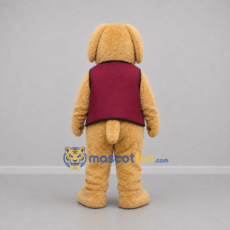 Custom Tan and Burgundy Dog Mascot Costume Adult Full Body Suit for Community Events