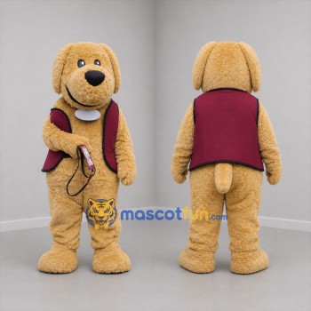 Custom Tan and Burgundy Dog Mascot Costume Adult Full Body Suit for Community Events