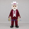 Custom Burgundy and White Cowboy Mascot Costume Adult Full Body Suit for Western Events