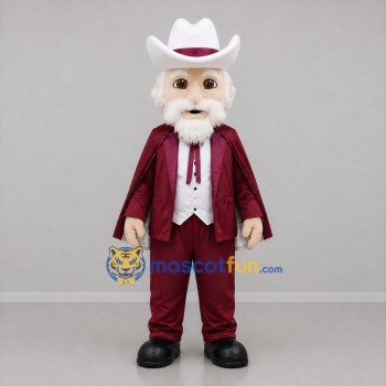 Custom Burgundy and White Cowboy Mascot Costume Adult Full Body Suit for Western Events