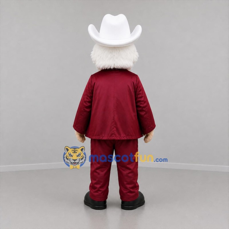 Custom Burgundy and White Cowboy Mascot Costume Adult Full Body Suit for Western Events