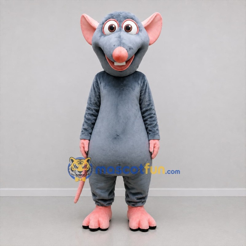 Custom Gray and Pink Rat Mascot Costume Adult Full Body Suit for Children's Events