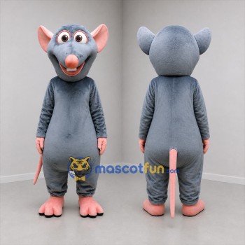Custom Gray and Pink Rat Mascot Costume Adult Full Body Suit for Children's Events