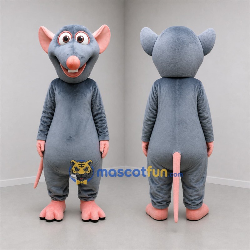 Custom Gray and Pink Rat Mascot Costume Adult Full Body Suit for Children's Events