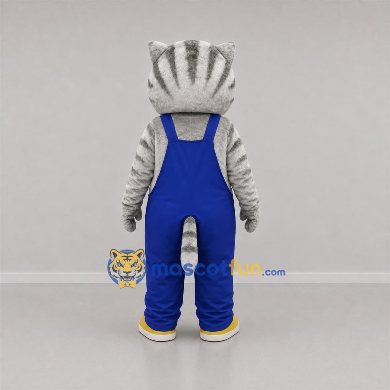 Custom Gray and Blue Tabby Cat Mascot Costume Adult Full Body Suit for Children's Events
