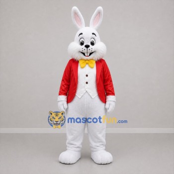 Custom White and Red Formal Rabbit Mascot Costume Adult Full Body Suit for Easter Events