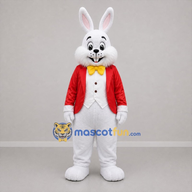Custom White and Red Formal Rabbit Mascot Costume Adult Full Body Suit for Easter Events