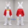 Custom White and Red Formal Rabbit Mascot Costume Adult Full Body Suit for Easter Events