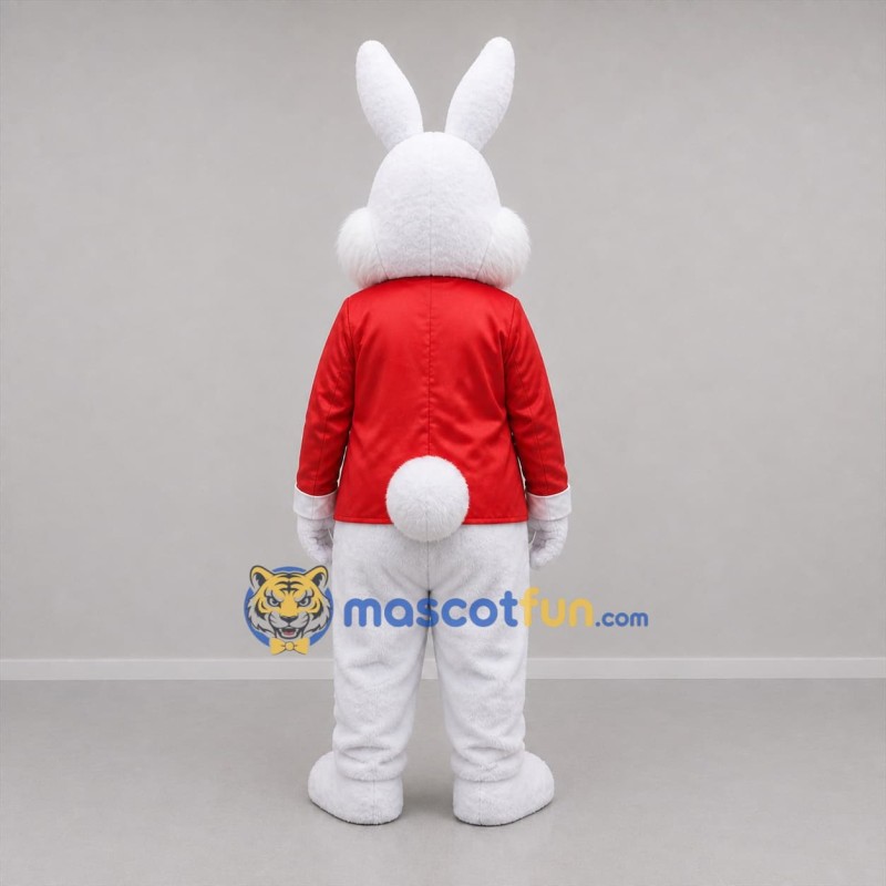 Custom White and Red Formal Rabbit Mascot Costume Adult Full Body Suit for Easter Events