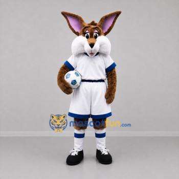 Custom Brown and White Soccer Rabbit Mascot Costume Adult Full Body Suit for Soccer Games