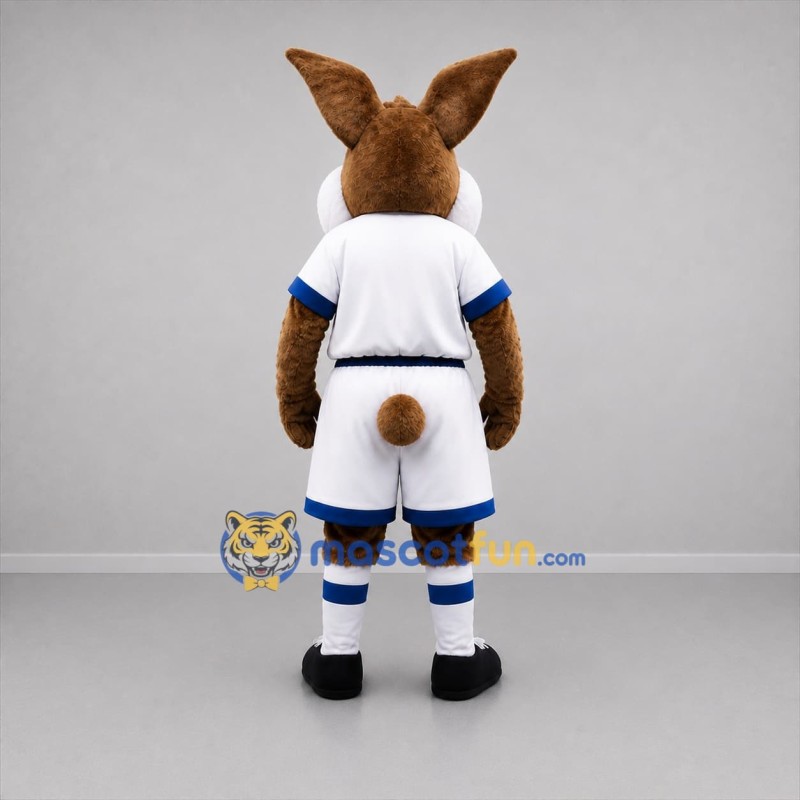 Custom Brown and White Soccer Rabbit Mascot Costume Adult Full Body Suit for Soccer Games