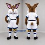 Custom Brown and White Soccer Rabbit Mascot Costume Adult Full Body Suit for Soccer Games