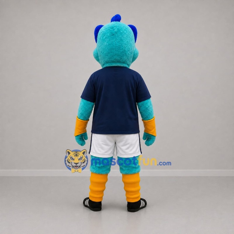 Custom Turquoise and Navy Blue Monster Mascot Costume Adult Full Body Suit for Sports Events