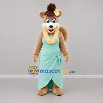 Custom Brown and Mint Green Squirrel Girl Mascot Costume Adult Full Body Suit for Tropical Events