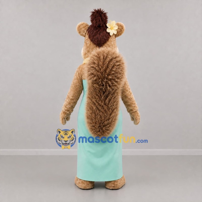Custom Brown and Mint Green Squirrel Girl Mascot Costume Adult Full Body Suit for Tropical Events