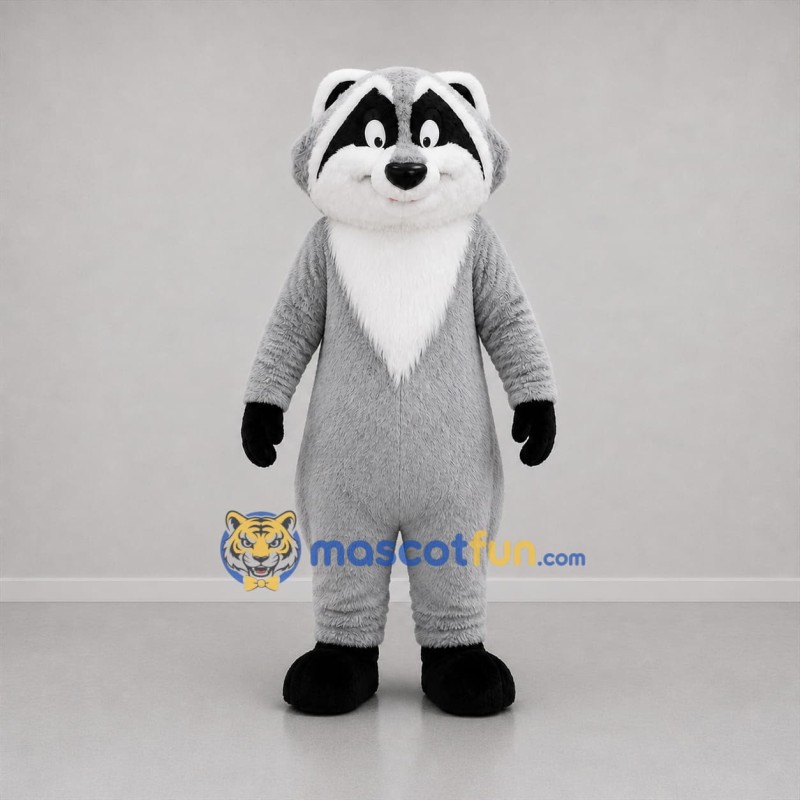 Custom Gray Black and White Raccoon Mascot Costume Adult Full Body Suit for Nature Events