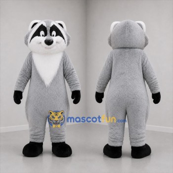 Custom Gray Black and White Raccoon Mascot Costume Adult Full Body Suit for Nature Events