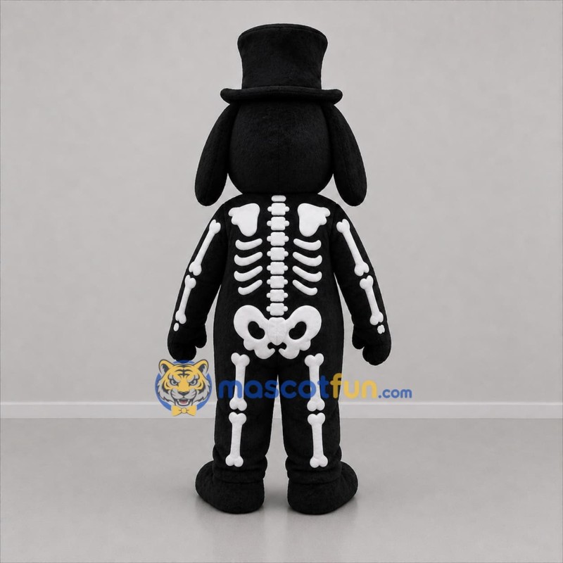 Custom Black and White Skeleton Dog Mascot Costume Adult Full Body Suit for Halloween Events