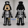 Custom Black and White Skeleton Dog Mascot Costume Adult Full Body Suit for Halloween Events